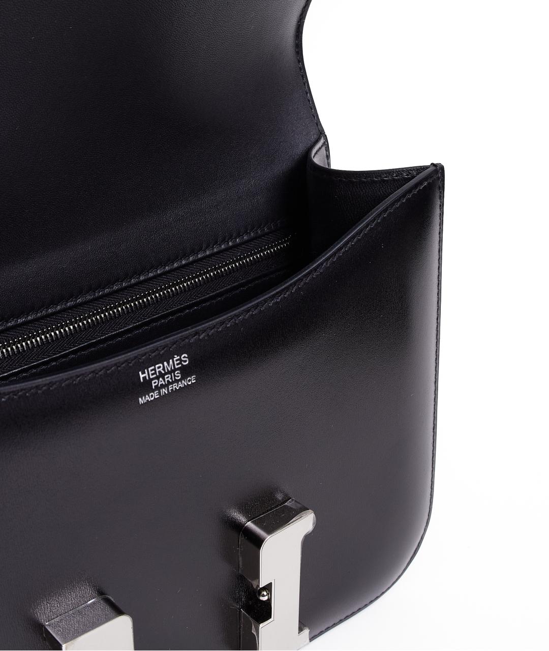 HERMES Черная кожаная сумка через плечо, фото 7