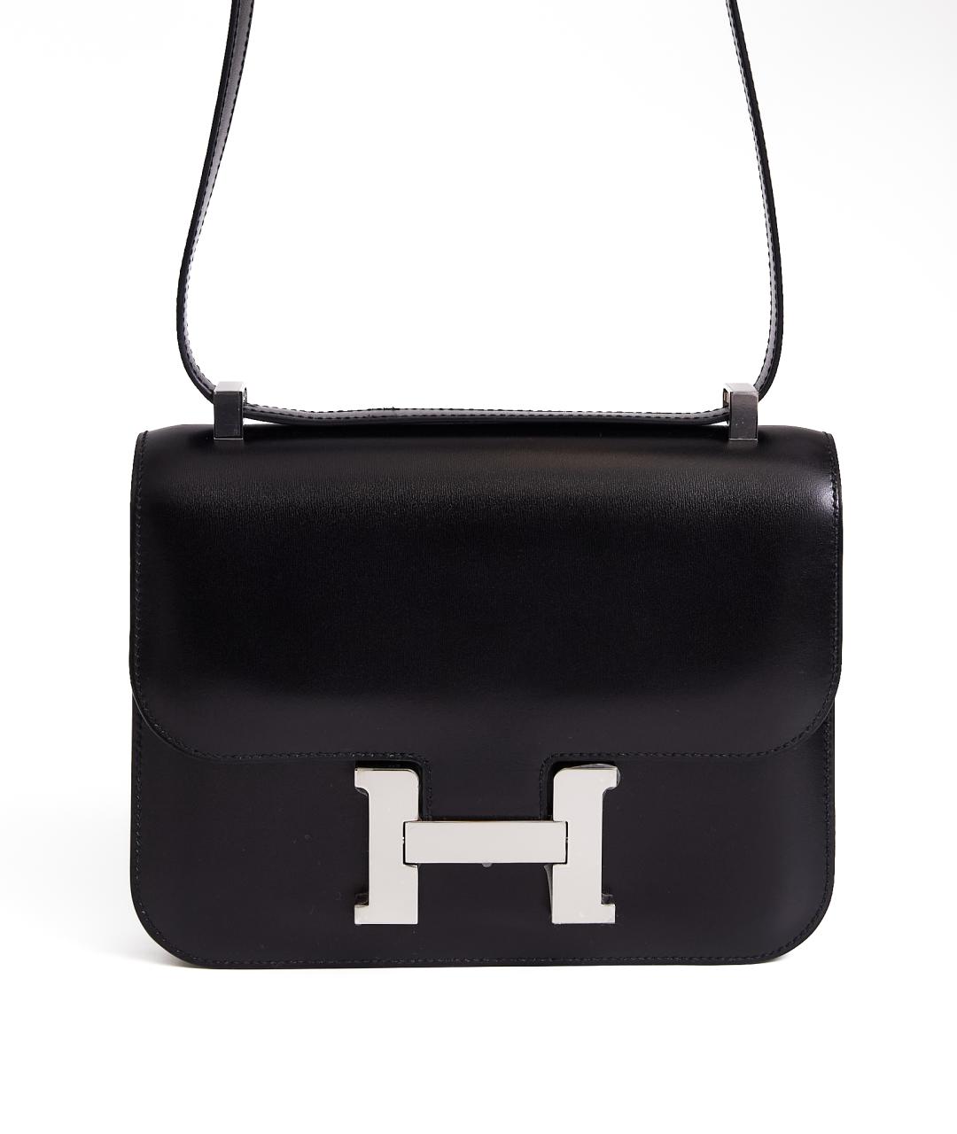 HERMES Черная кожаная сумка через плечо, фото 1