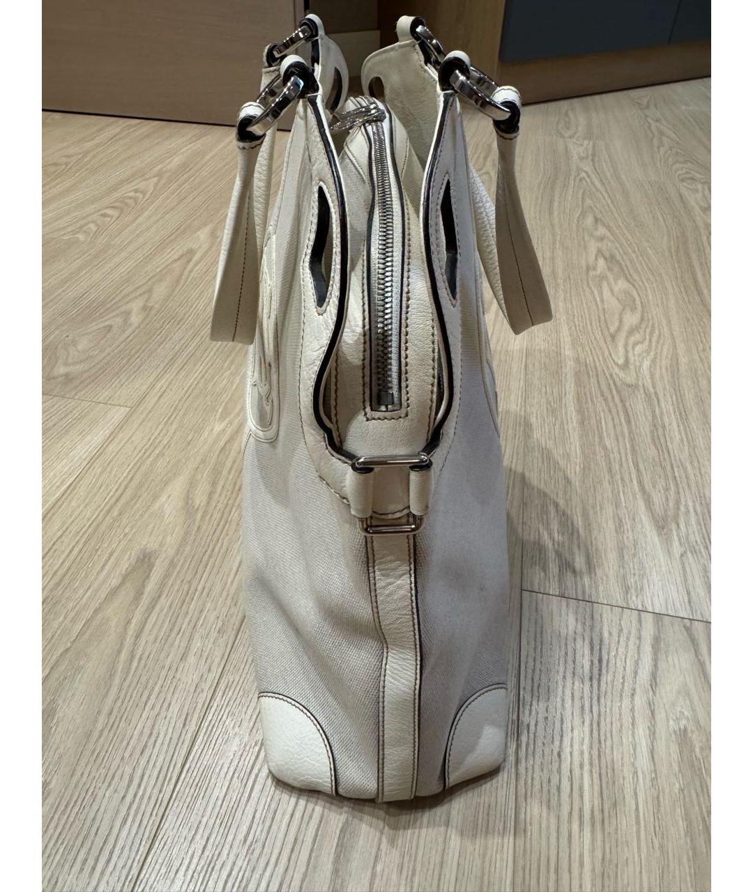 CARTIER Белая тканевая сумка с короткими ручками, фото 3