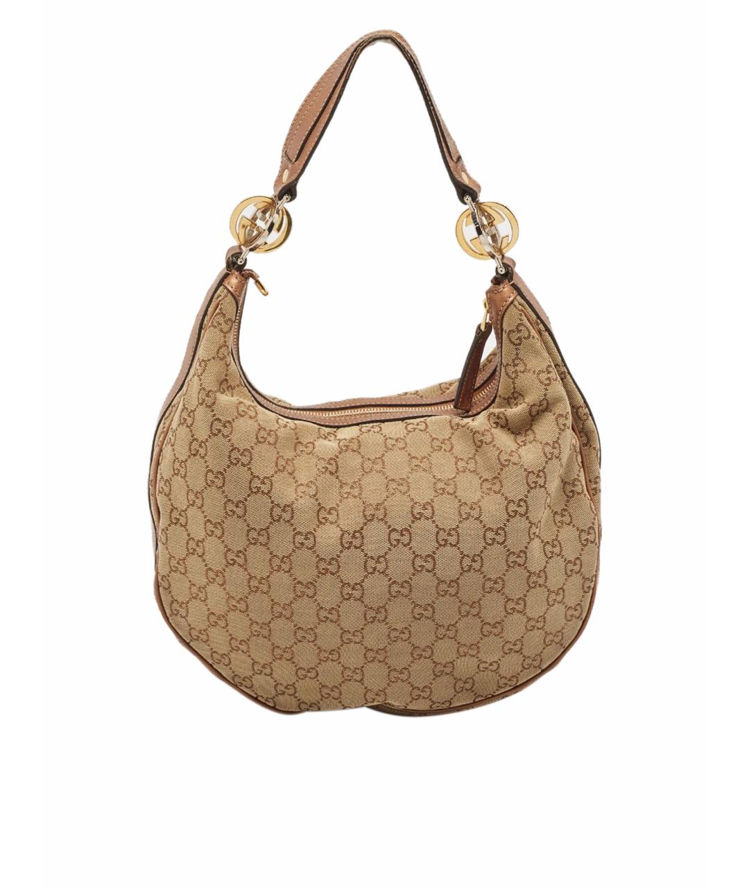 GUCCI Коричневая жаккардовая сумка через плечо, фото 1