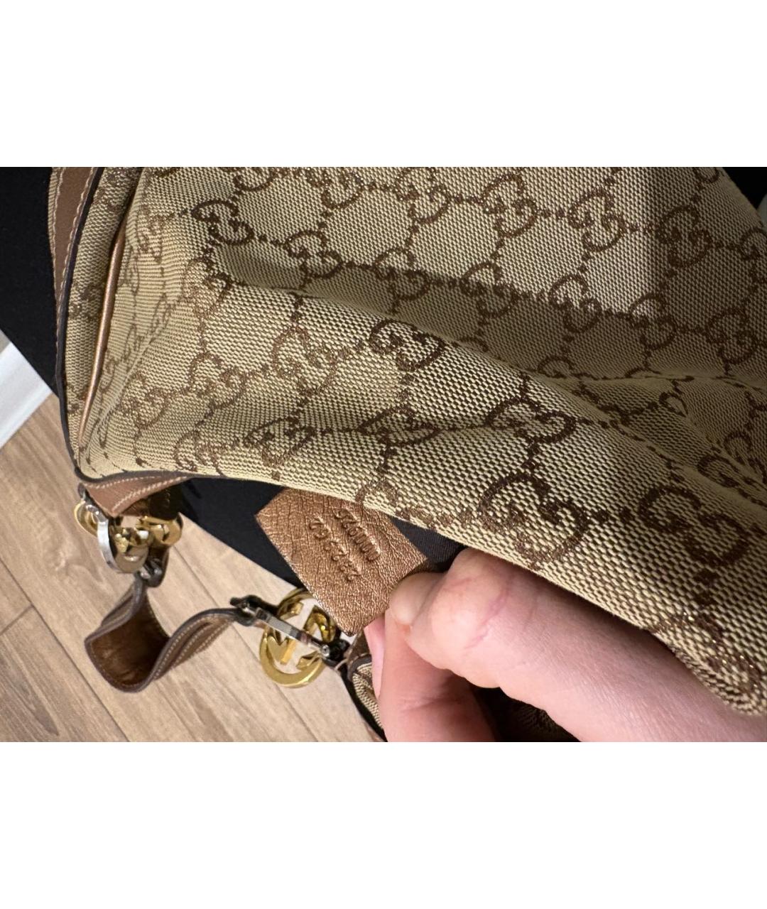 GUCCI Коричневая жаккардовая сумка через плечо, фото 5