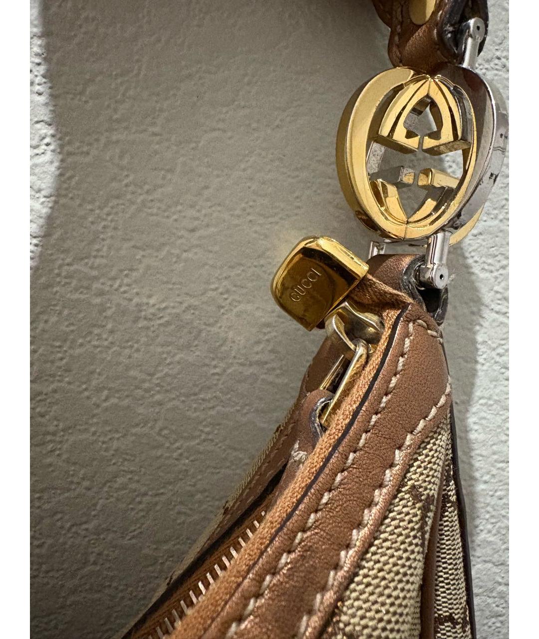 GUCCI Коричневая жаккардовая сумка через плечо, фото 6