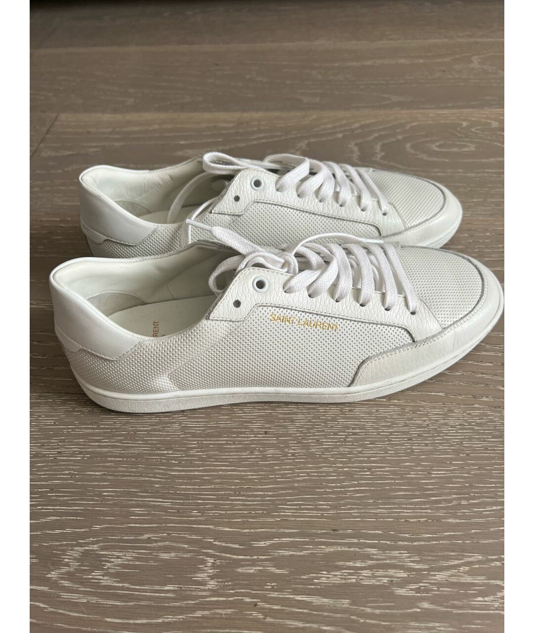 SAINT LAURENT Белые кожаные низкие кроссовки / кеды, фото 6