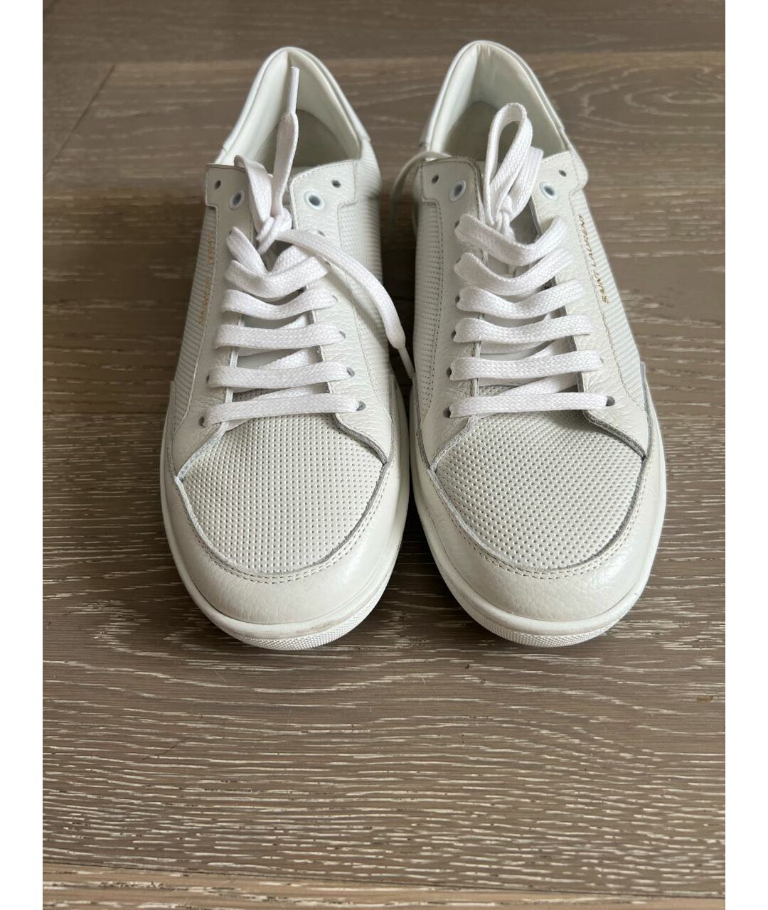 SAINT LAURENT Белые кожаные низкие кроссовки / кеды, фото 2