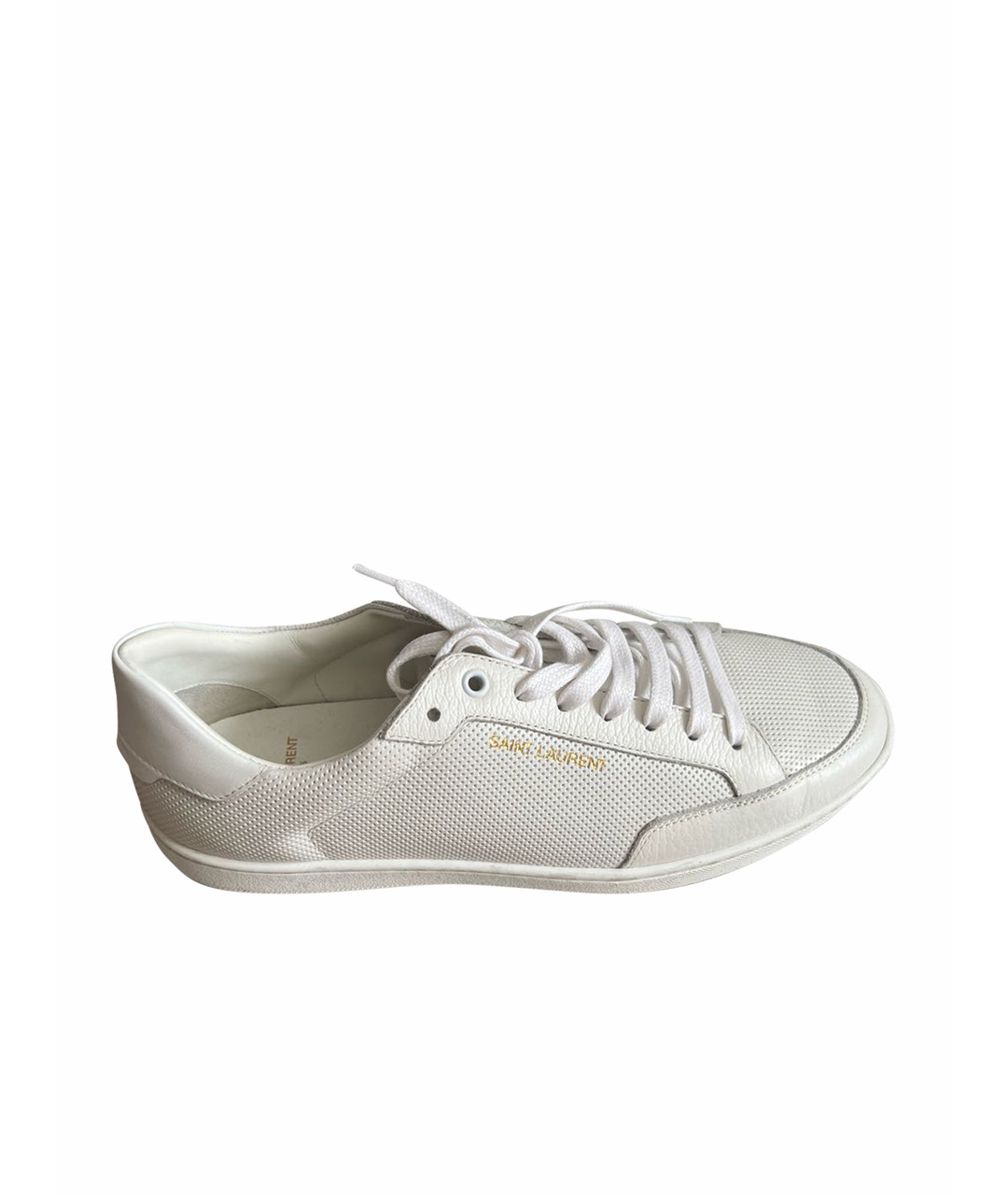 SAINT LAURENT Белые кожаные низкие кроссовки / кеды, фото 1