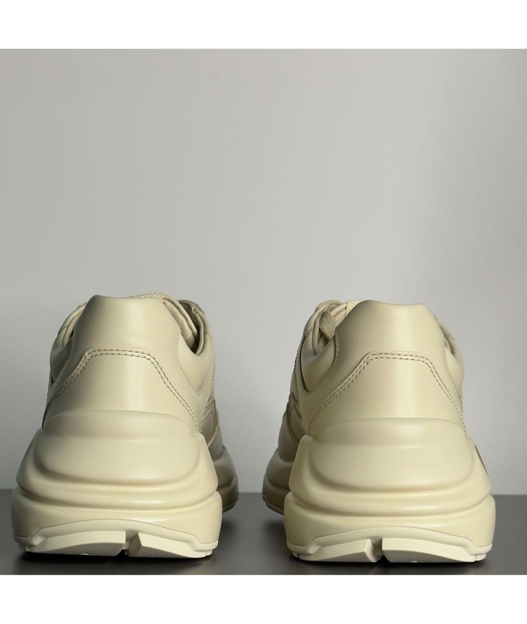 GUCCI Бежевые кожаные кроссовки, фото 4