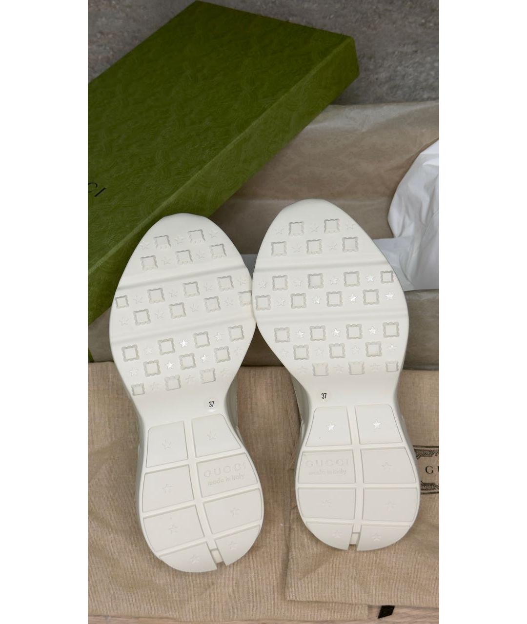 GUCCI Бежевые кожаные кроссовки, фото 6