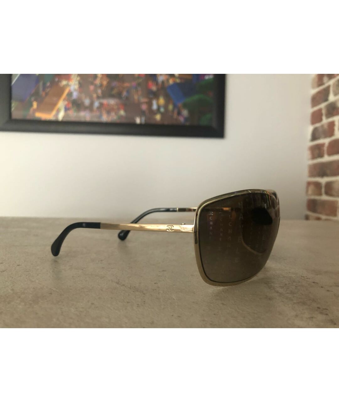 CHANEL PRE-OWNED Золотые металлические солнцезащитные очки, фото 2