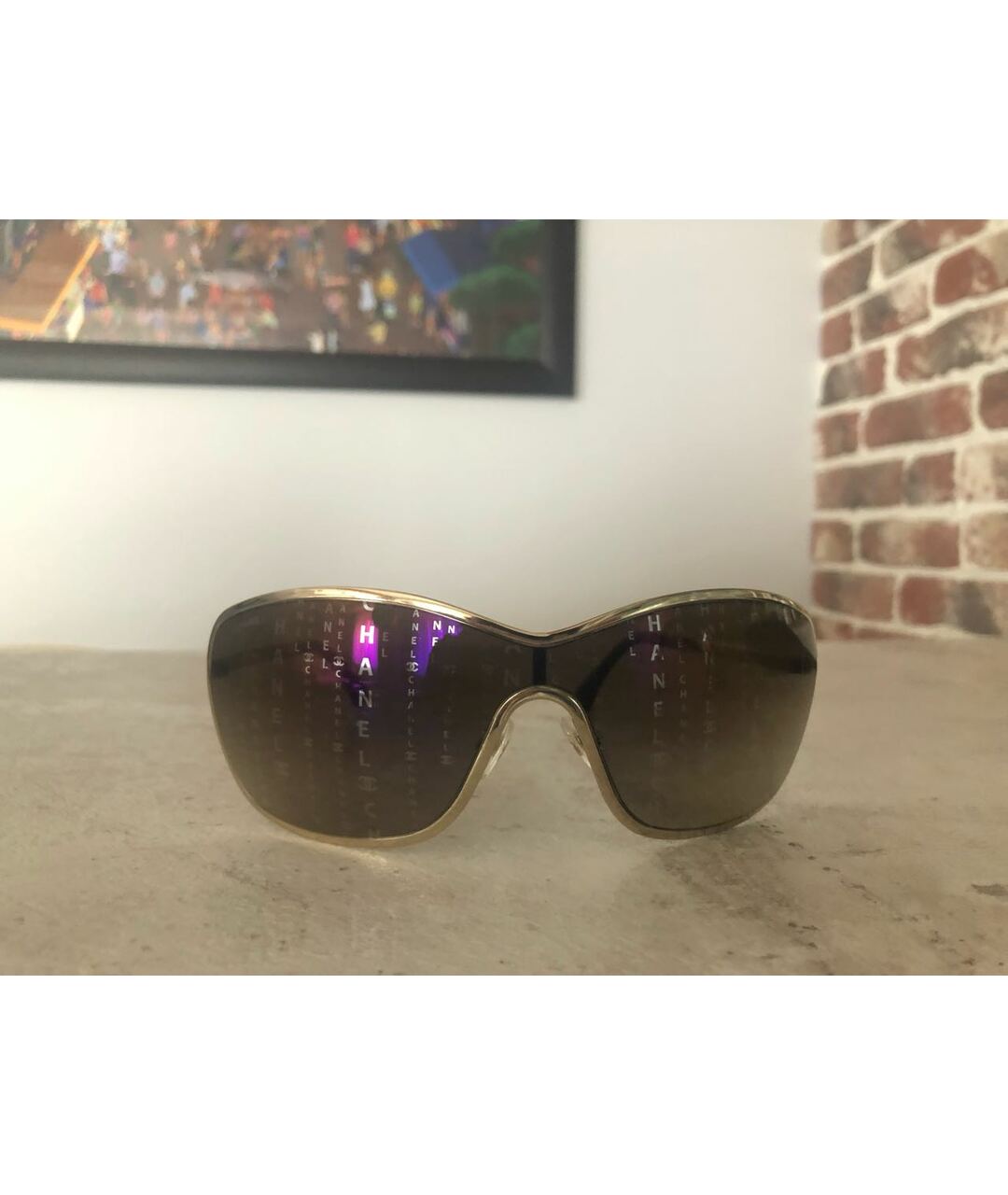 CHANEL PRE-OWNED Золотые металлические солнцезащитные очки, фото 8