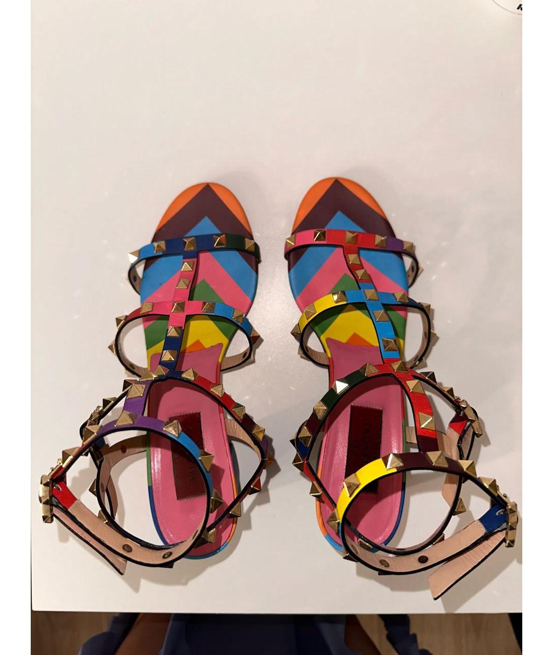 VALENTINO Мульти кожаные босоножки, фото 3