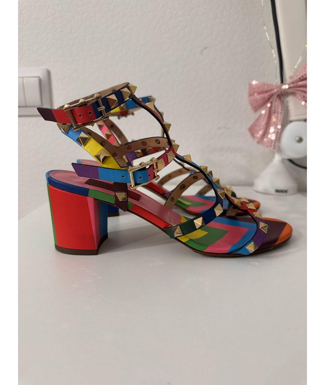 VALENTINO Мульти кожаные босоножки, фото 5