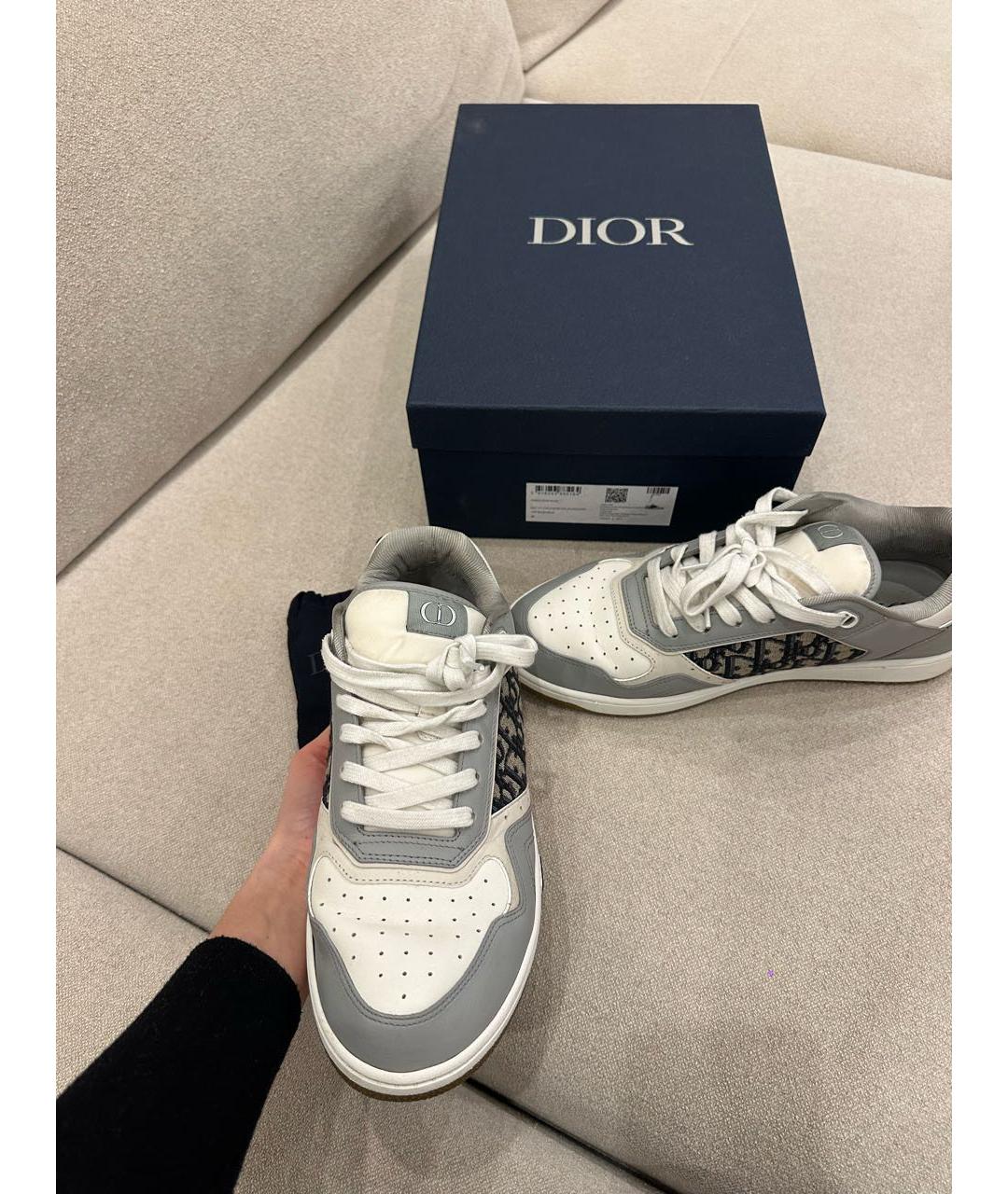 CHRISTIAN DIOR Серые кожаные низкие кроссовки / кеды, фото 3