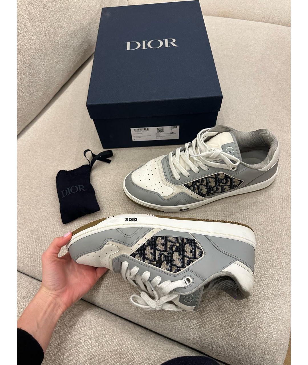 CHRISTIAN DIOR Серые кожаные низкие кроссовки / кеды, фото 4