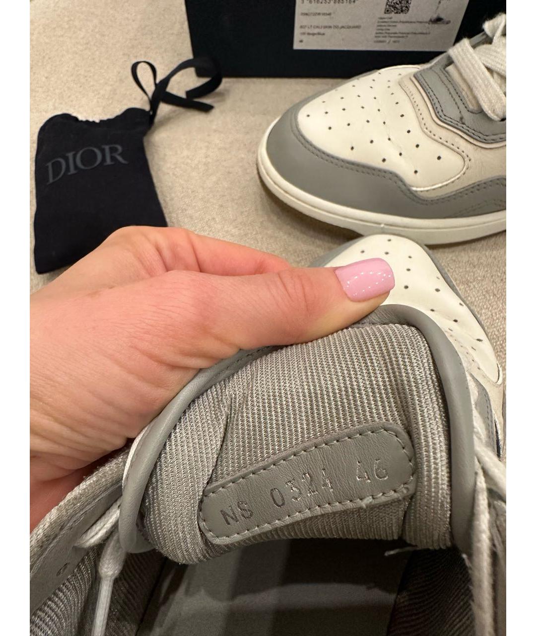 CHRISTIAN DIOR Серые кожаные низкие кроссовки / кеды, фото 7