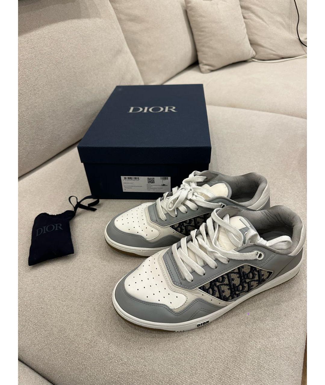 CHRISTIAN DIOR Серые кожаные низкие кроссовки / кеды, фото 2