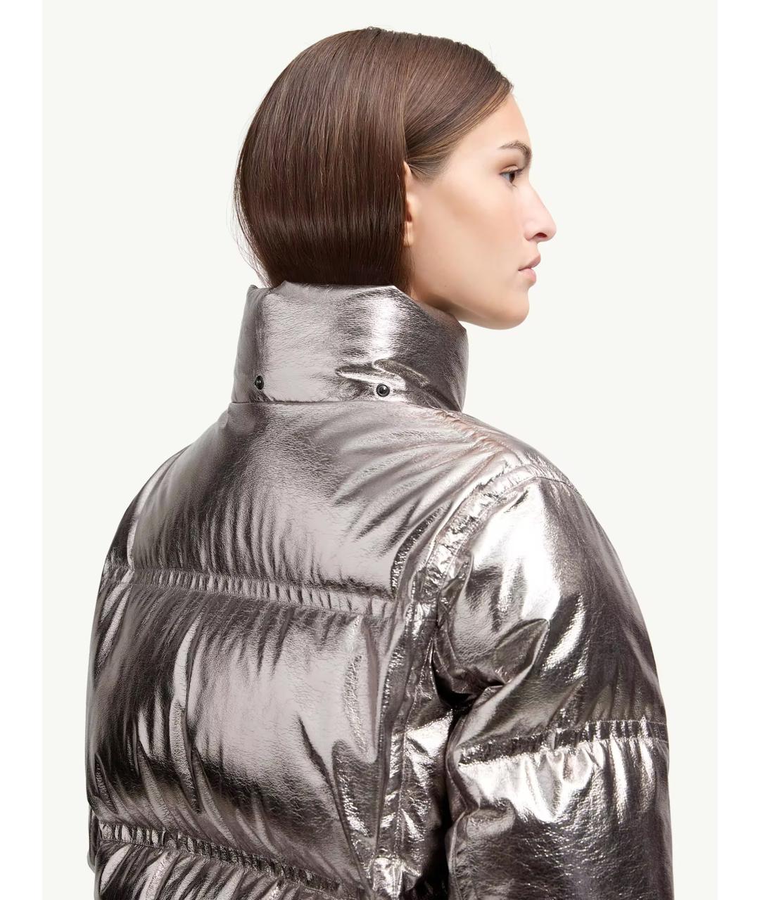 MONCLER Серебрянный полиэстеровый пуховик, фото 2