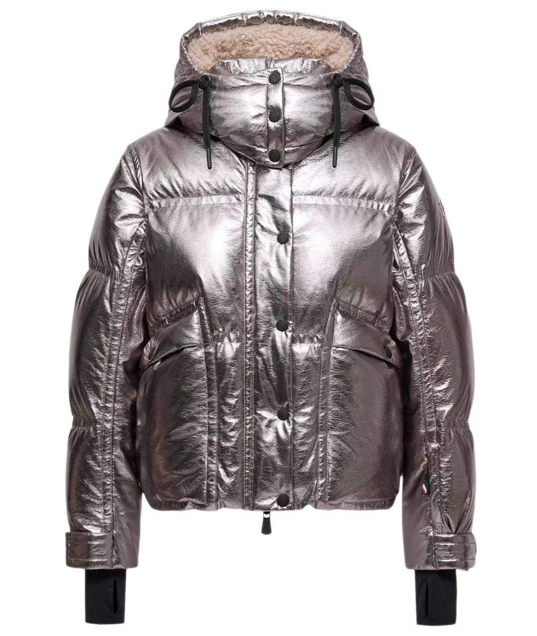 MONCLER Серебрянный полиэстеровый пуховик, фото 1