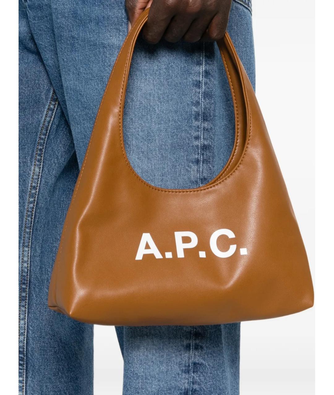 A.P.C. Коричневая кожаная сумка тоут, фото 2