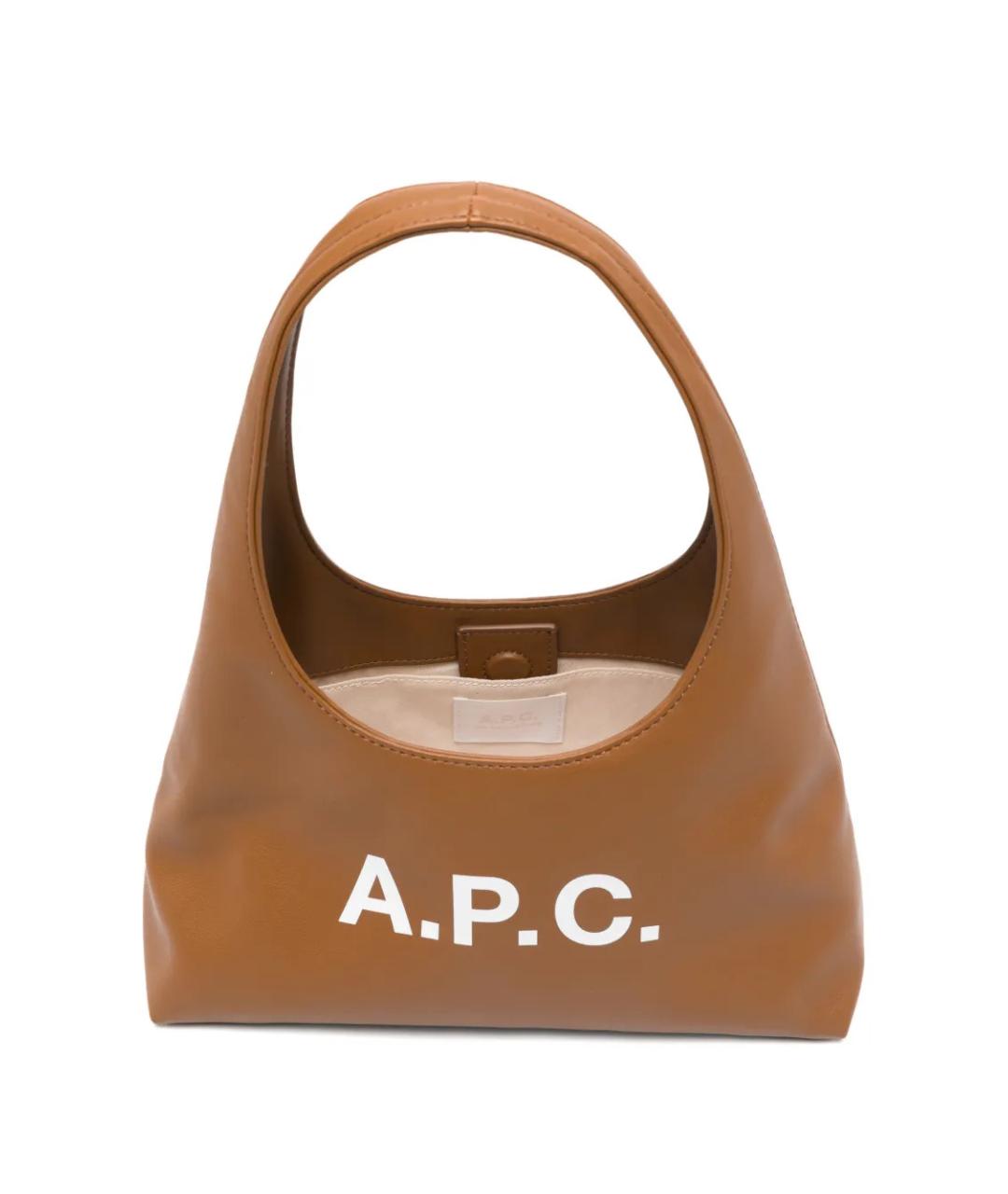 A.P.C. Коричневая кожаная сумка тоут, фото 5