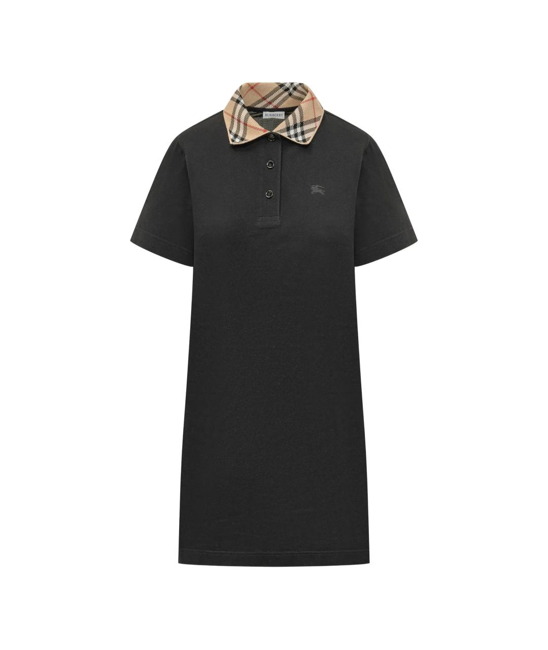 BURBERRY Черное хлопковое повседневное платье, фото 1