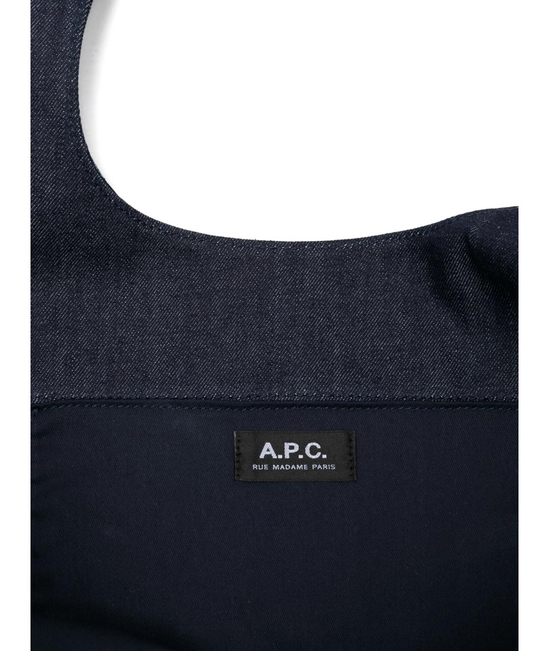 A.P.C. Темно-синяя тканевая сумка тоут, фото 3