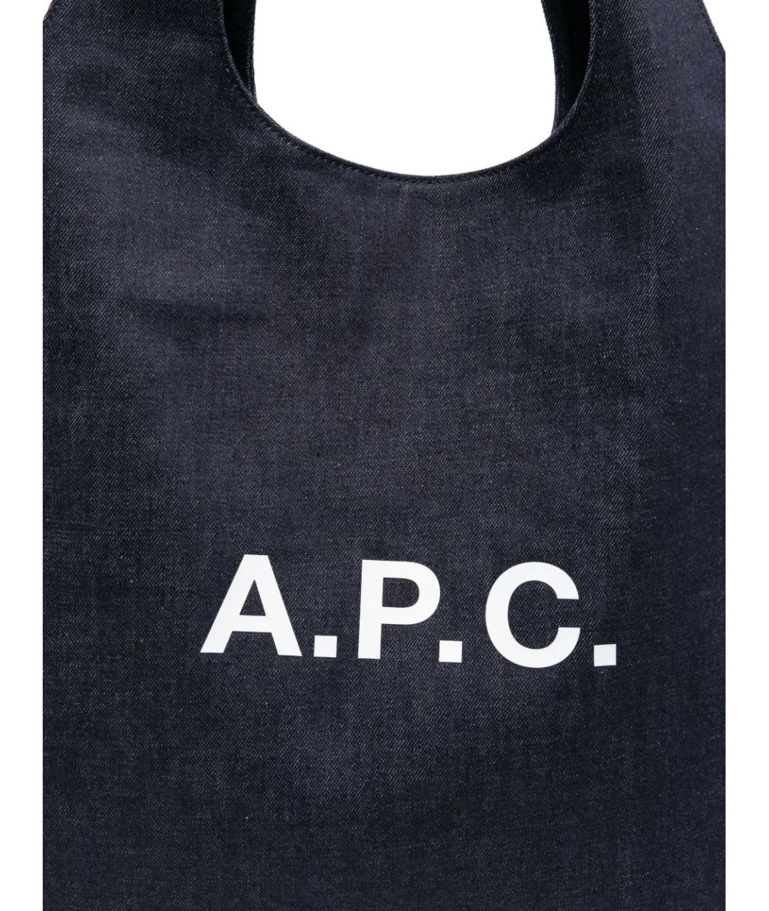 A.P.C. Темно-синяя тканевая сумка тоут, фото 5