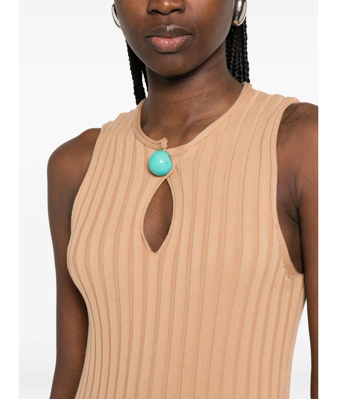 STELLA MCCARTNEY Бежевое хлопковое повседневное платье, фото 5