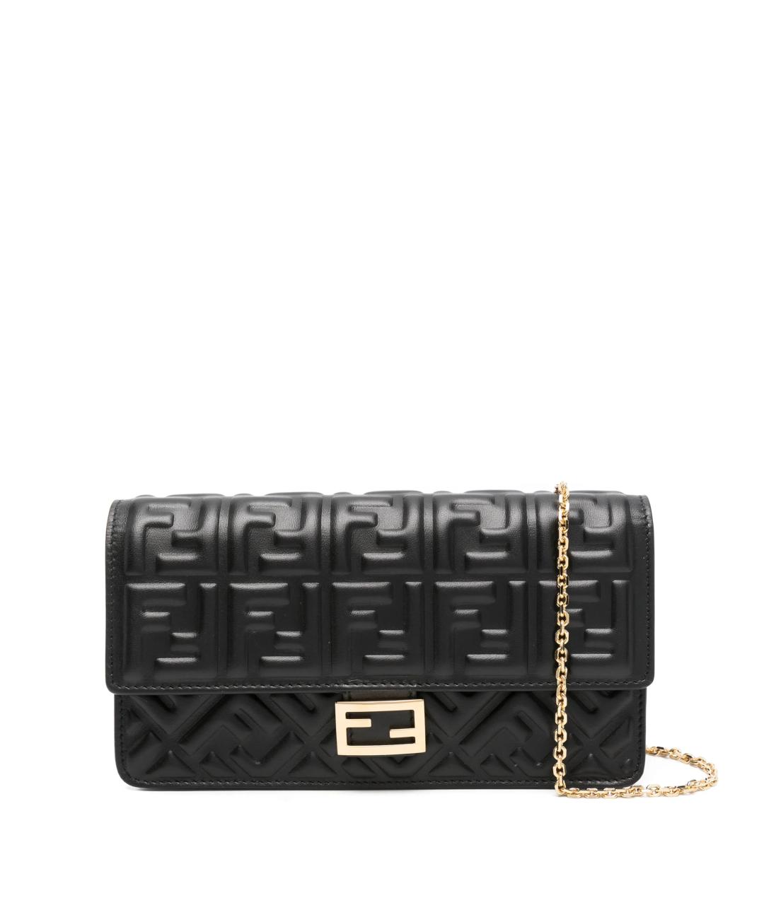 FENDI Черная кожаная сумка через плечо, фото 1