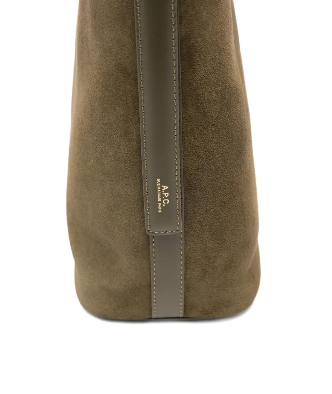 A.P.C. Зеленая кожаная сумка тоут, фото 4