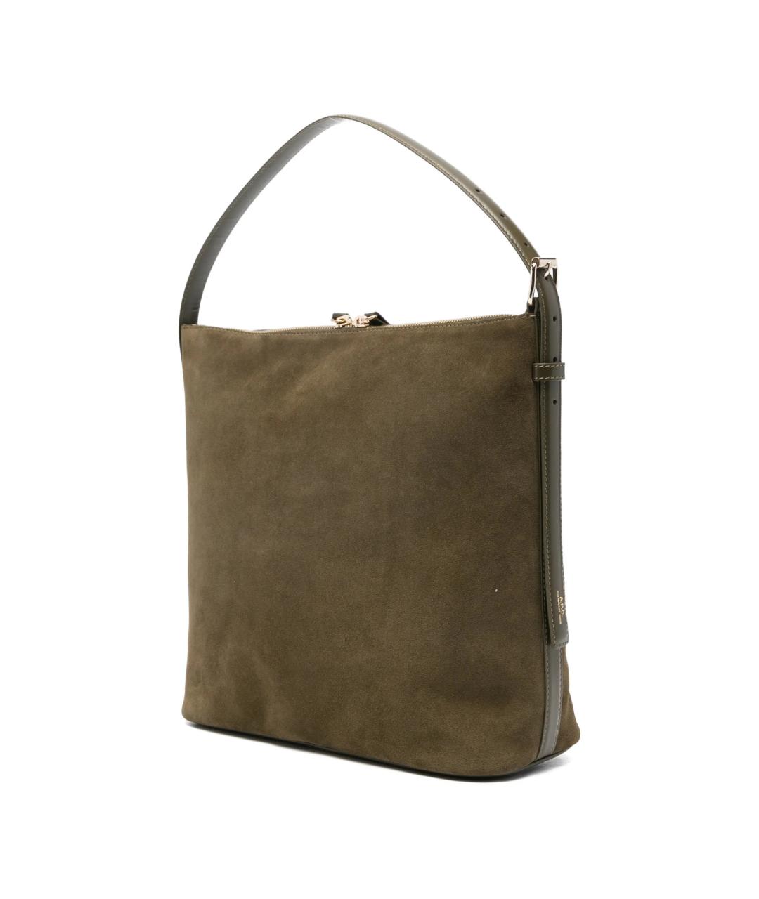 A.P.C. Зеленая кожаная сумка тоут, фото 3