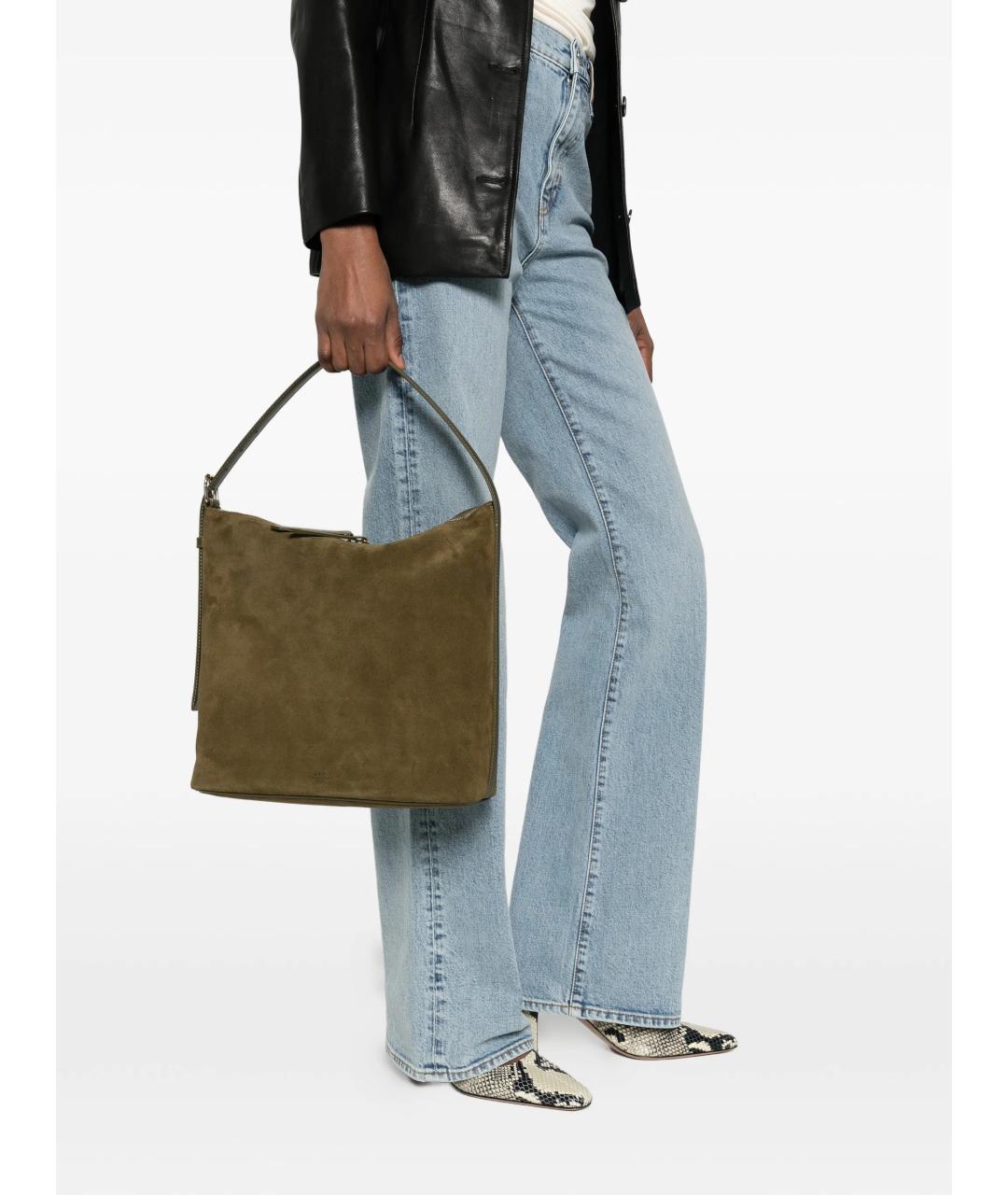 A.P.C. Зеленая кожаная сумка тоут, фото 2