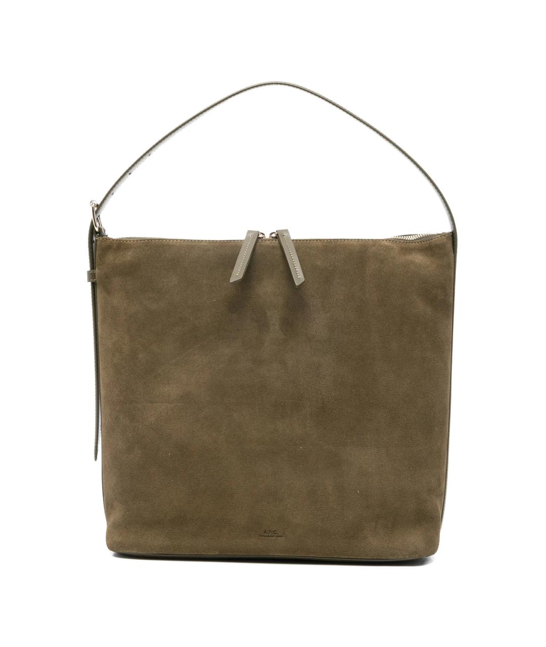 A.P.C. Зеленая кожаная сумка тоут, фото 1