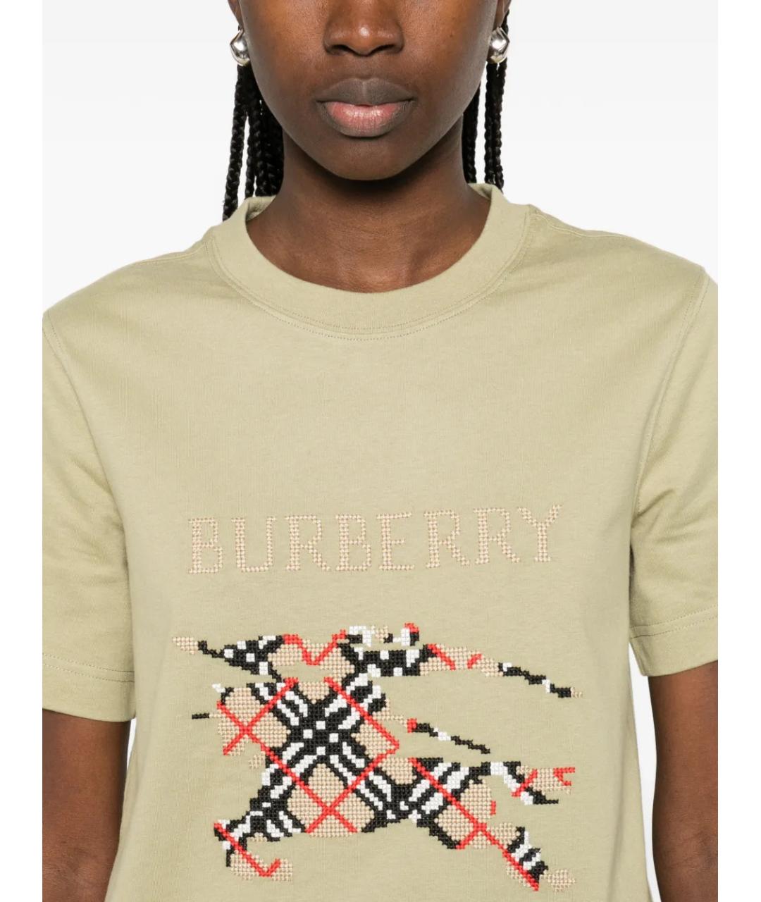 BURBERRY Зеленая хлопковая футболка, фото 5