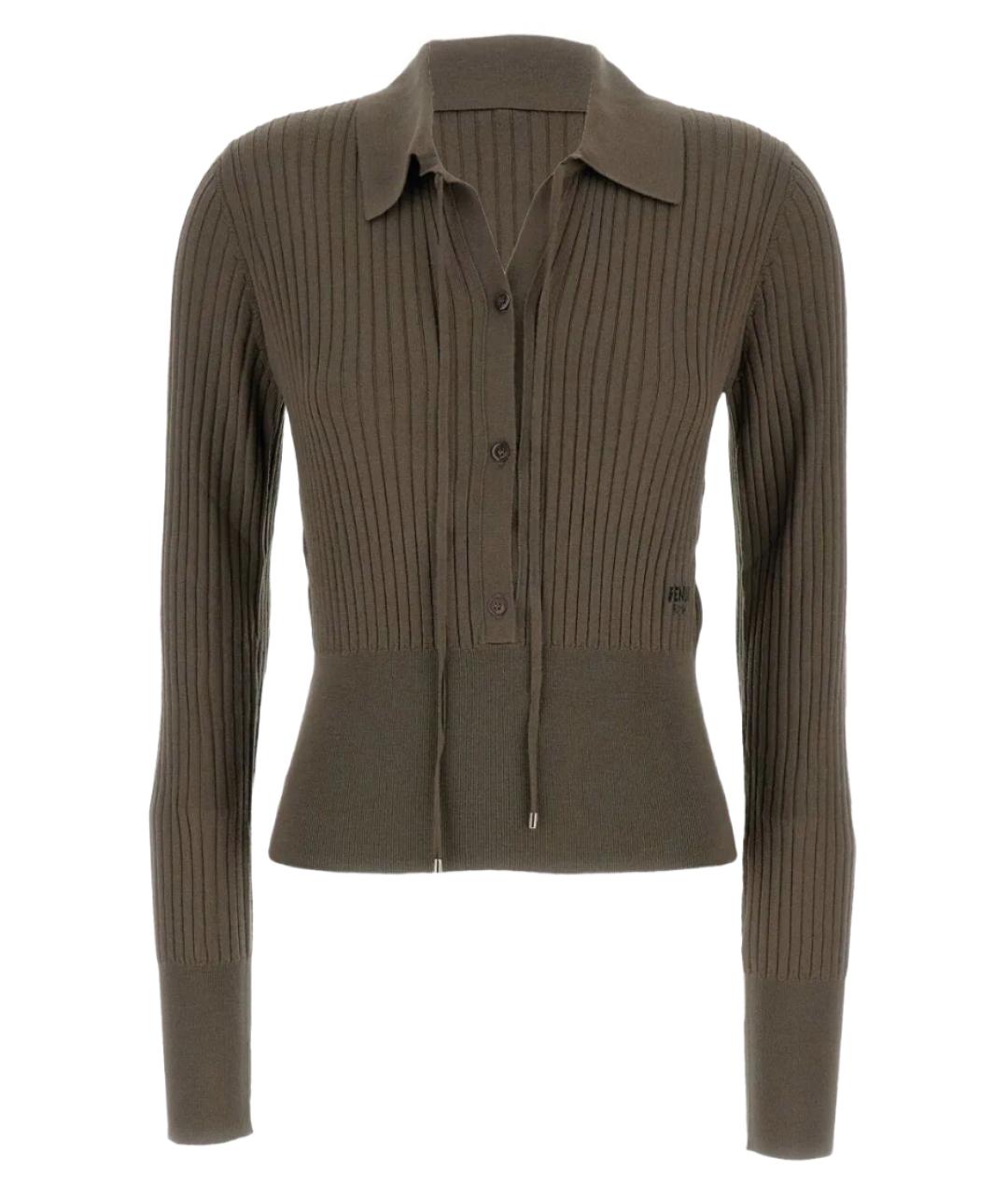 FENDI Коричневый шерстяной кардиган, фото 1