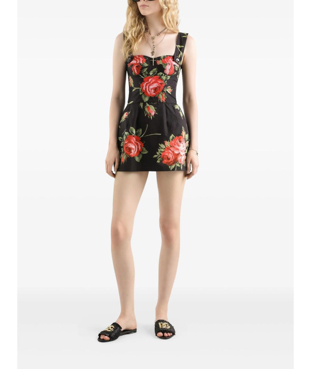 DOLCE&GABBANA Черное хлопковое повседневное платье, фото 2