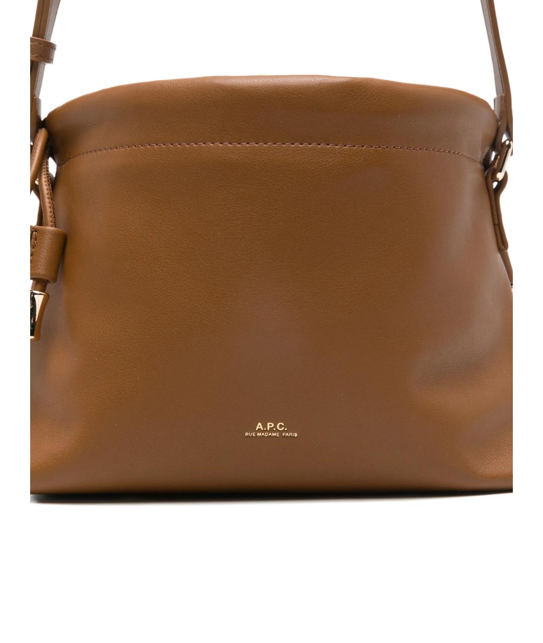A.P.C. Коричневая кожаная сумка через плечо, фото 4
