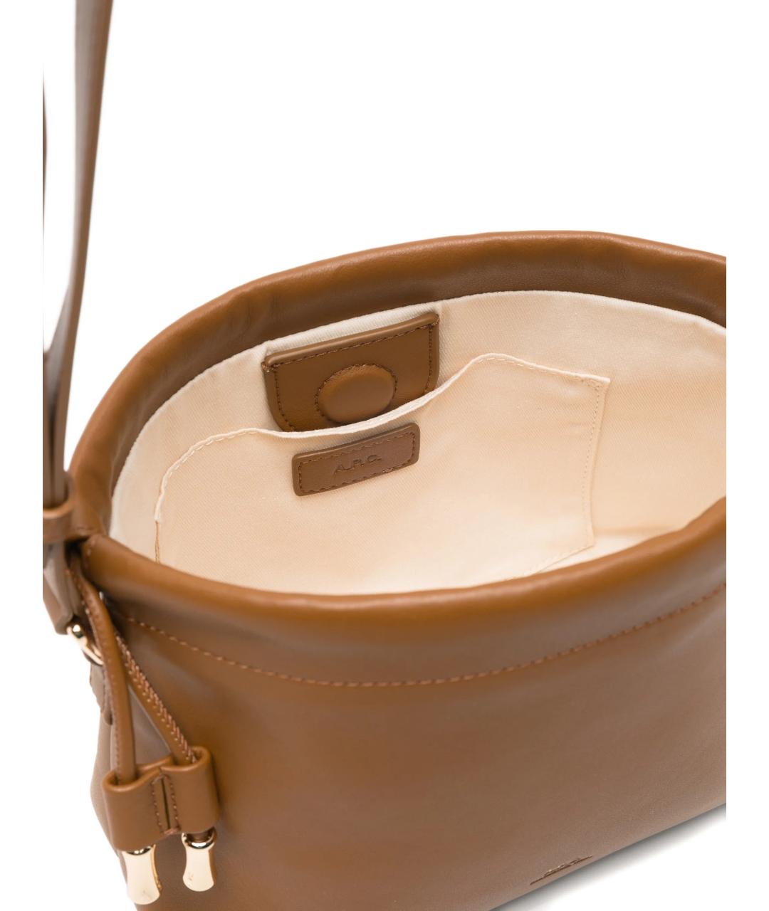 A.P.C. Коричневая кожаная сумка через плечо, фото 5