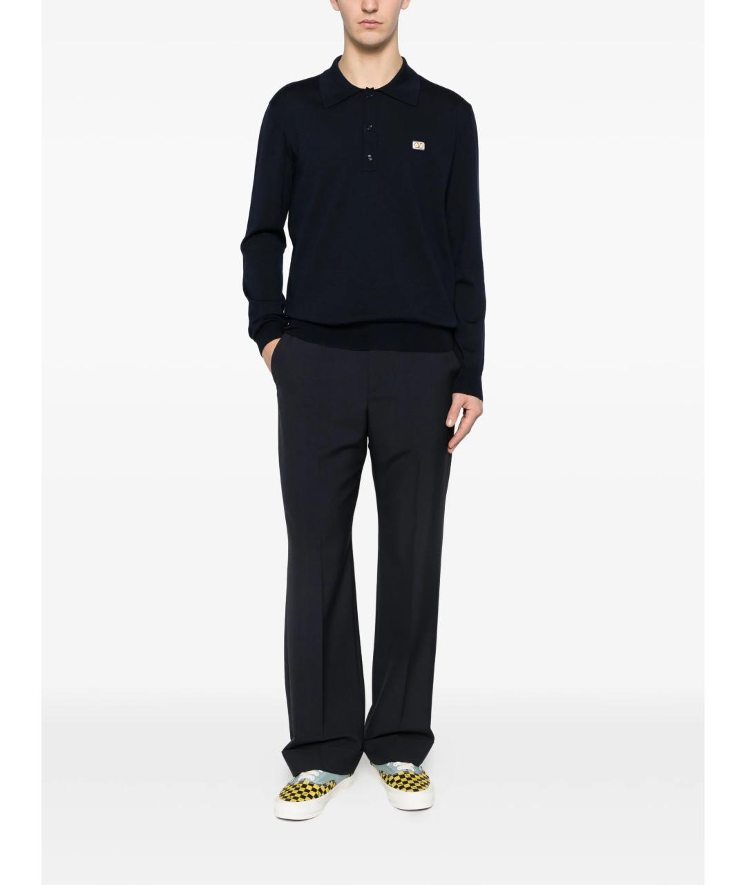 VALENTINO Темно-синие шерстяные повседневные брюки, фото 2