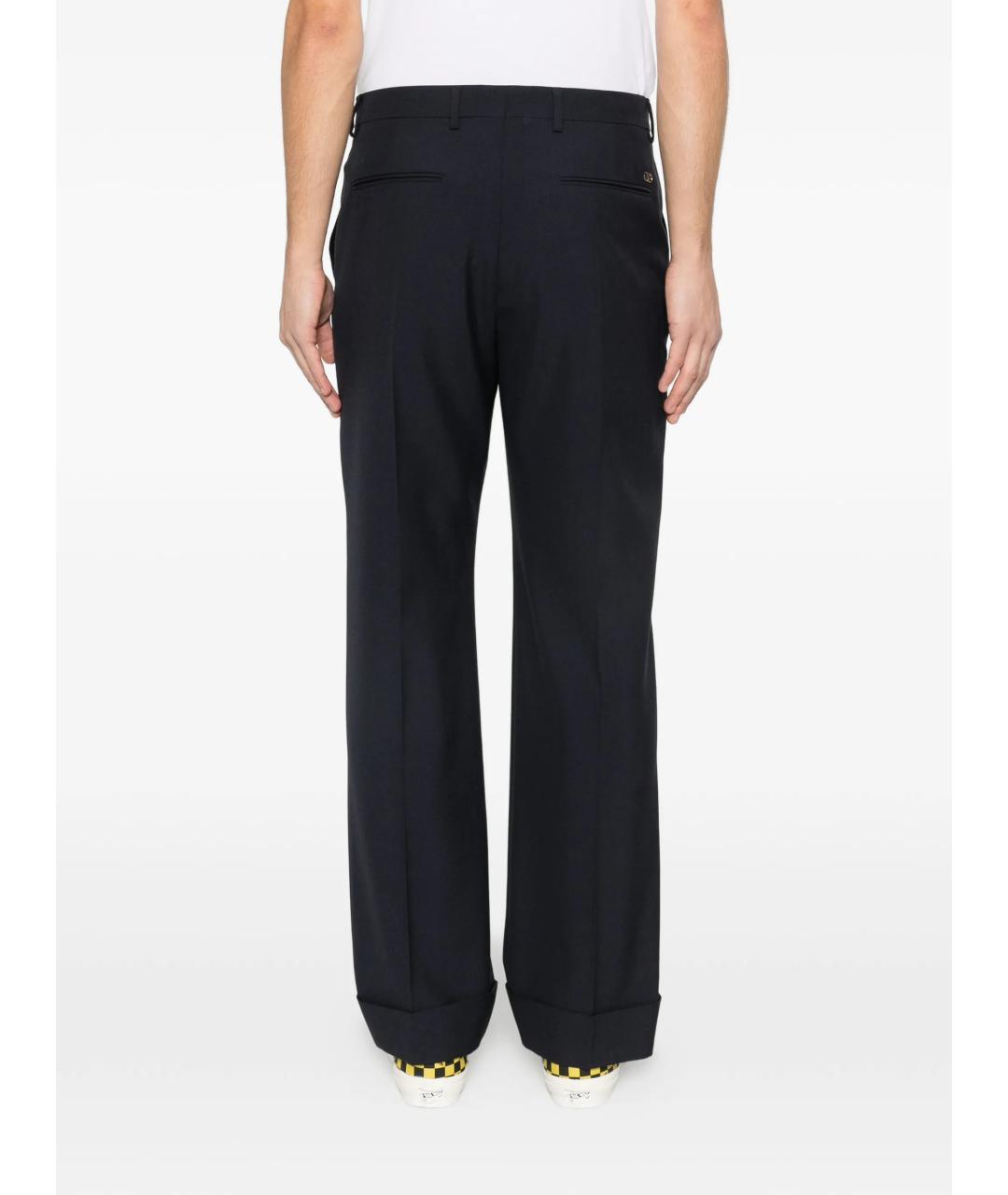 VALENTINO Темно-синие шерстяные повседневные брюки, фото 4