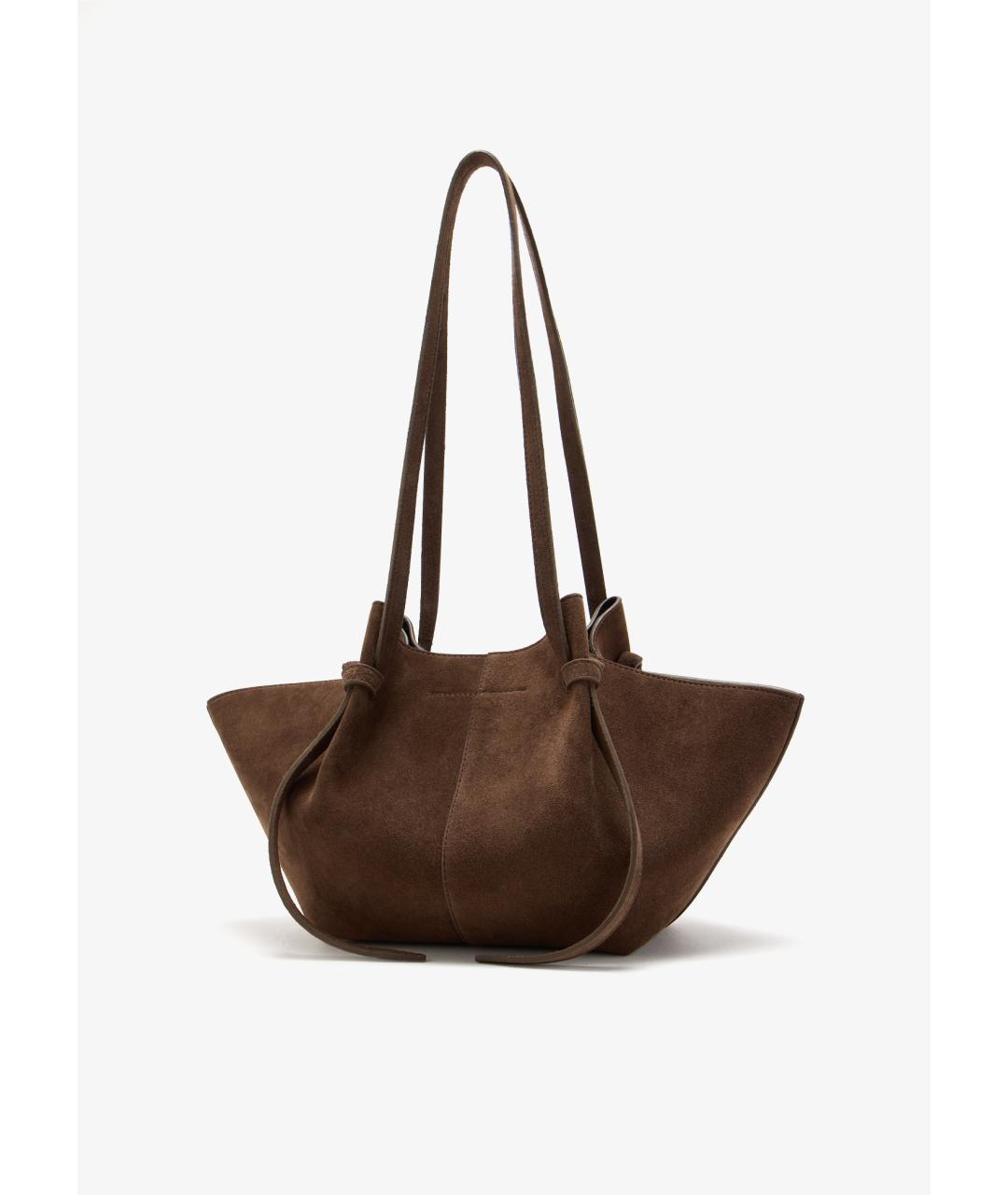 YUZEFI Коричневая замшевая сумка тоут, фото 2