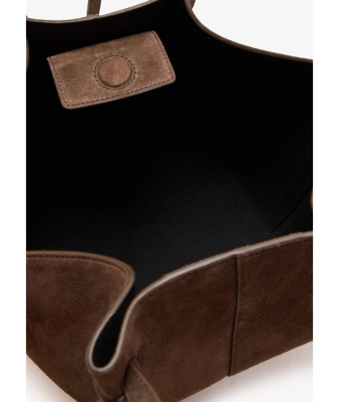 YUZEFI Коричневая замшевая сумка тоут, фото 4