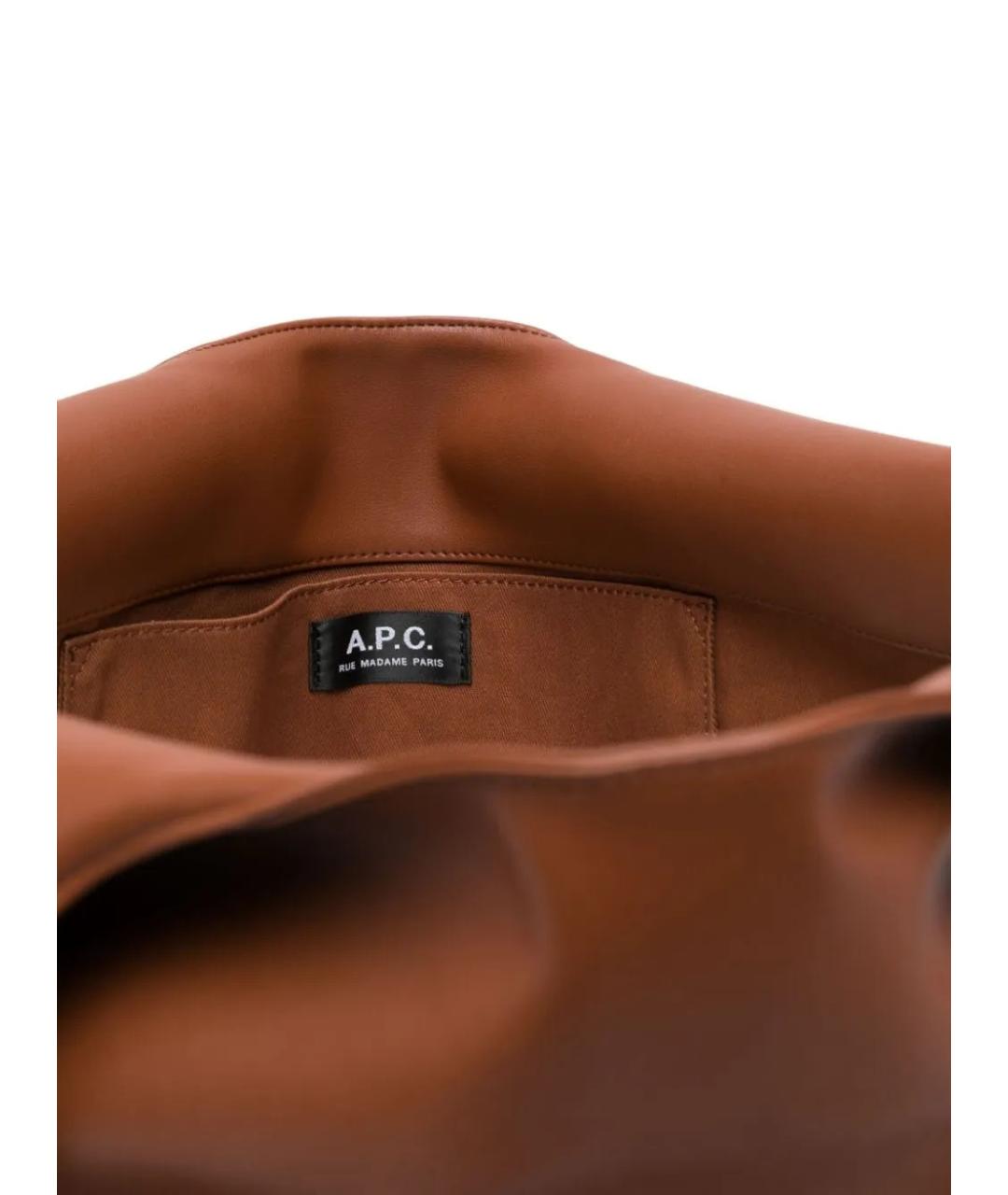 A.P.C. Коричневая сумка тоут из искусственной кожи, фото 5