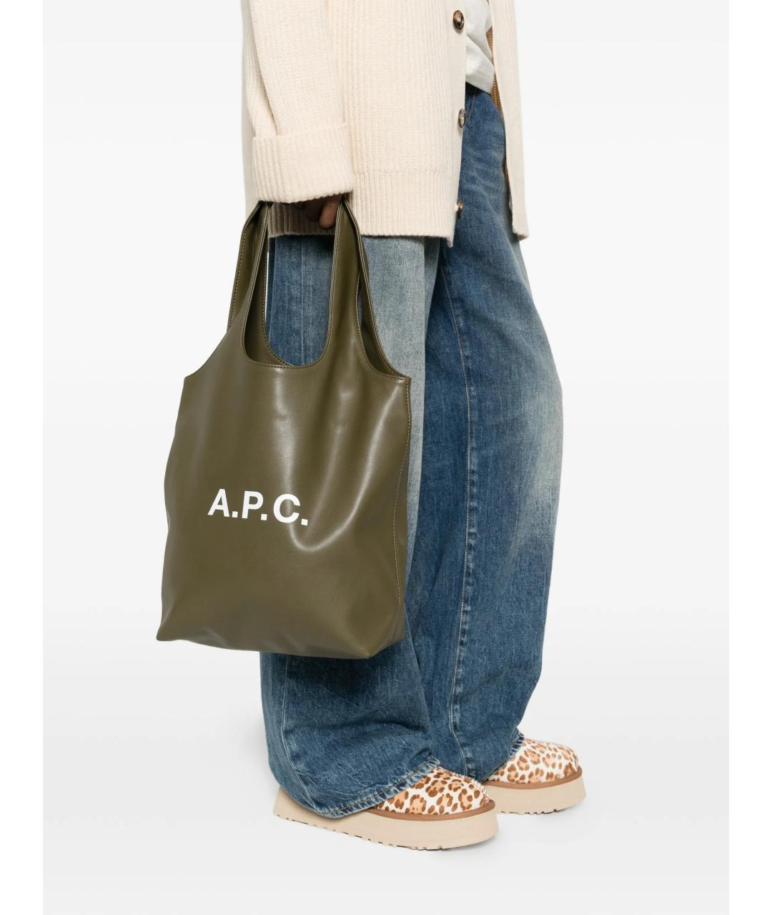 A.P.C. Зеленая сумка тоут, фото 2