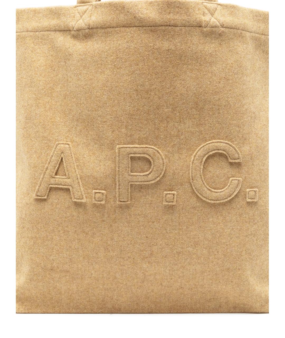 A.P.C. Бежевая шерстяная сумка тоут, фото 4