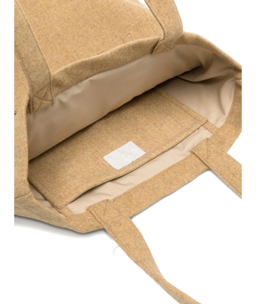 A.P.C. Бежевая шерстяная сумка тоут, фото 5