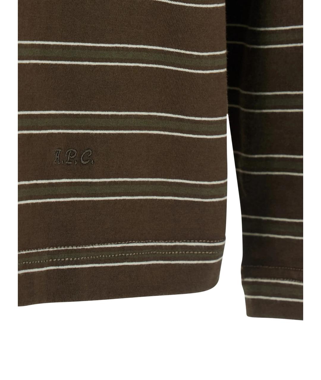 A.P.C. Коричневое хлопковое поло с длинным рукавом, фото 3