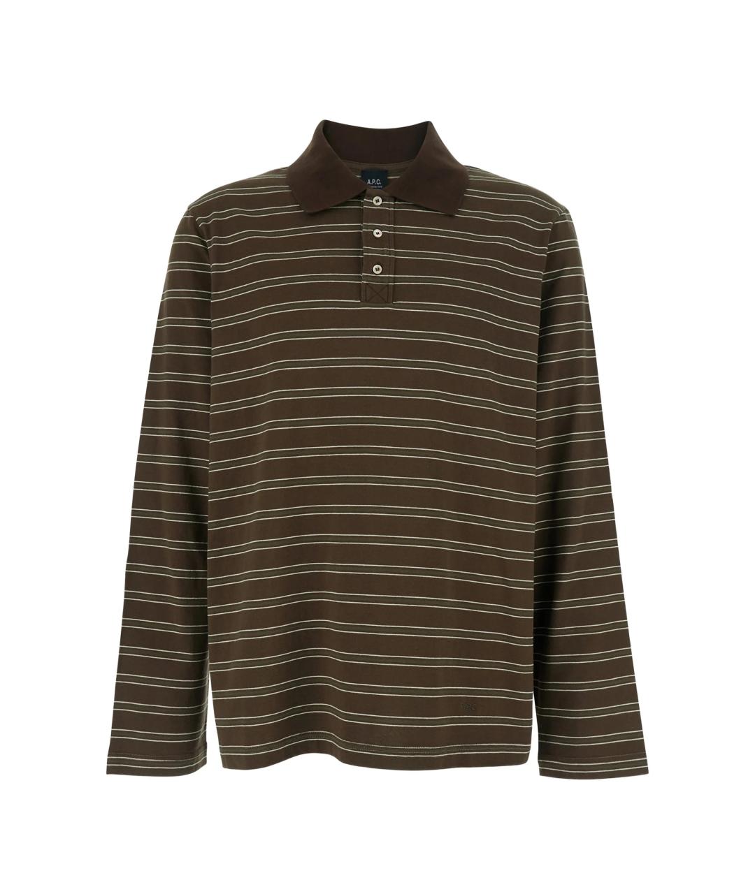 A.P.C. Коричневое хлопковое поло с длинным рукавом, фото 1
