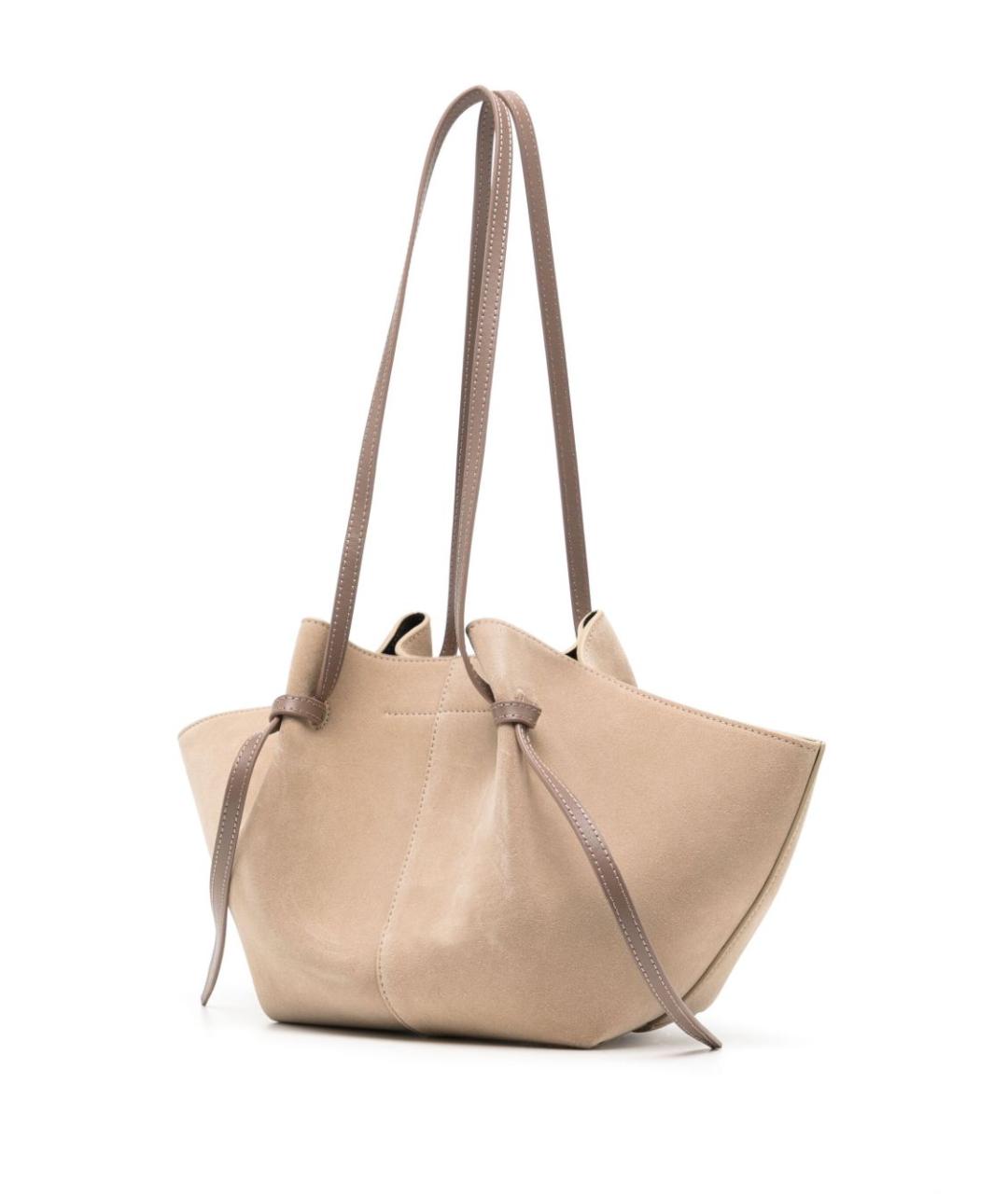 YUZEFI Бежевая кожаная сумка тоут, фото 3