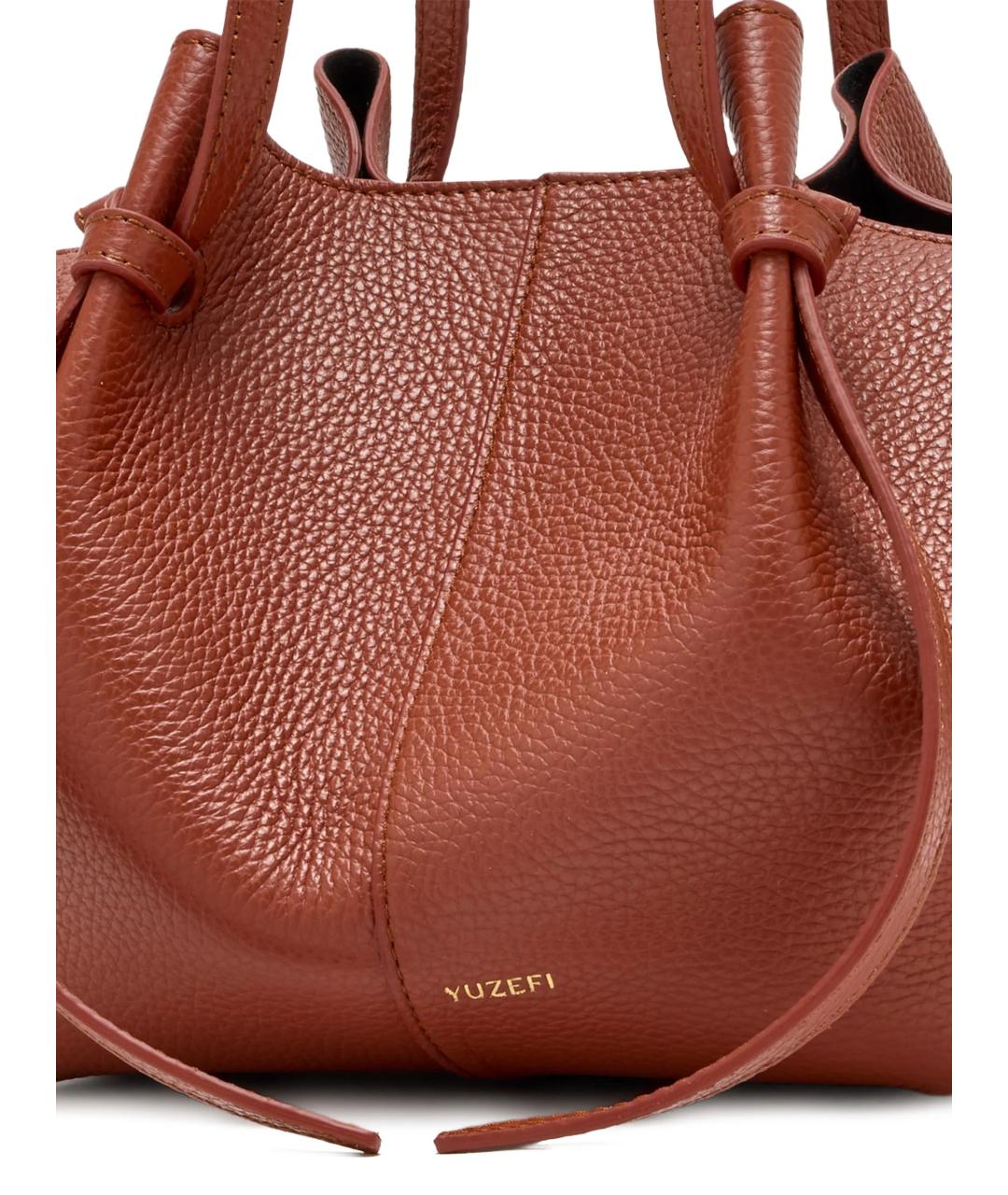 YUZEFI Коричневая кожаная сумка тоут, фото 3