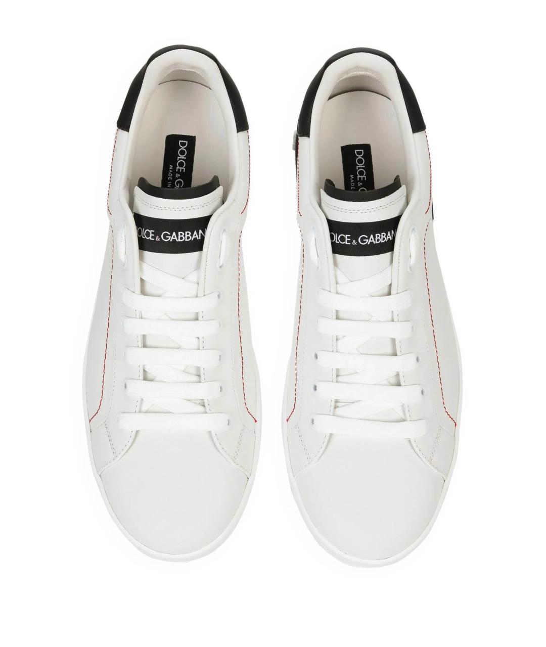 DOLCE&GABBANA Белые кожаные низкие кроссовки / кеды, фото 4